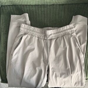 Women's Light Gray Track Pants with Elastic Waist